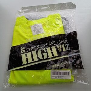 Mens MEDIUM Long Sleeve High Visibility Reflective Safety Shirt NEW Neon Yellow